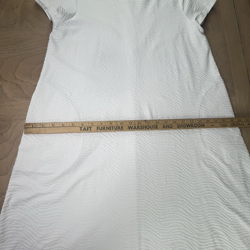 J McLaughlin Catalina Cloth Dress Large White Jacquard Short Sleeve A-line 36" - Picture 5 of 13